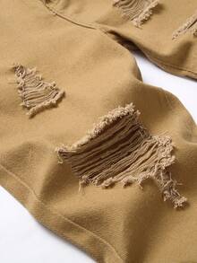 Teen Boy Ripped Frayed Jeans - Brown - View 5