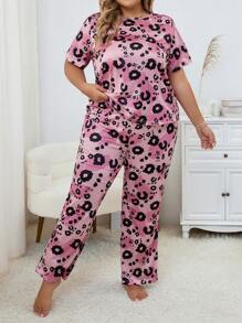 Verve Patterns Plus Leopard Print PJ Set - Multicolor - View 3