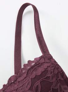 Ropa Interior De Encaje Floral Con Aros - Morado - Ver 3