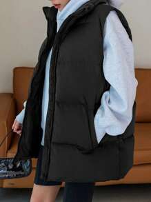 RueChic Zip Up Puffer Vest Coat