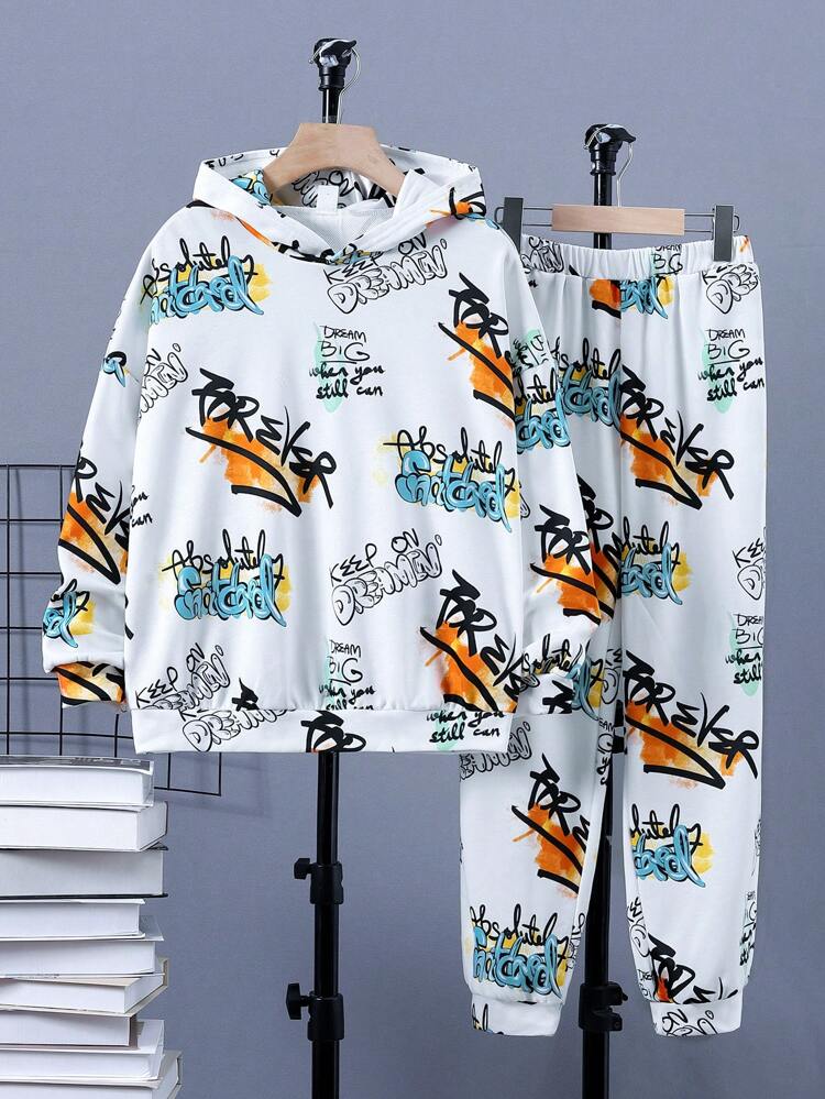 Tween Boy Letter Graphic Hoodie & Sweatpants