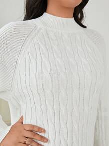 SHEIN Frenchy Hơn Xoắn Dan Tay Raglan Đầm Áo len - trắng - Xem 8