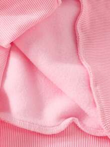 Đồ họa Chữ cái Lót nhiệt Áo len & Quần nỉ - Hồng - Xem 5