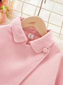 SHEIN Young Girl Solid Wrap Jacket - Pink - View 4