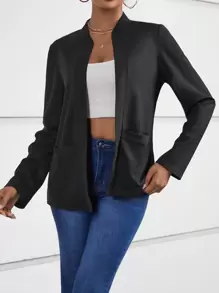 Calvaya Solid Dual Pocket Open Front Coat