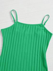 Muchica Vestido ajustado unicolor tejido de canalé - Verde - Ver 5