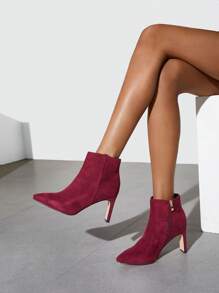 SheIn BIZ 時尚踝靴 - 紅色 - 查看 3