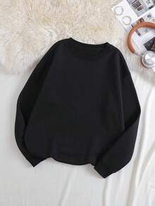 SHEIN EZwear 女士連帽衛衣 - 黑色 - 查看 2