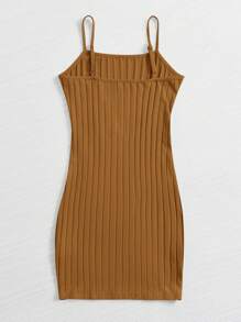 Muchica Vestido ajustado unicolor tejido de canalé - Marrón - Ver 2