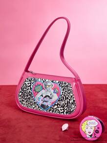 Marilyn Monroe X SHEIN Leopard & Figure Pattern Women's Shoulder Bag - Multicolor - View 3