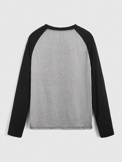 Goth T-shirt À Manches Raglan À Blocs De Couleurs Avec Imprime De Crâne