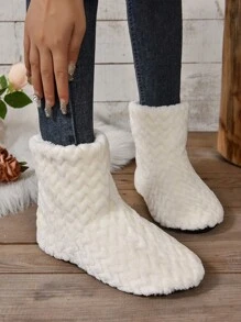 女性室內毛茸茸柔軟的厚頭髮舒服的靴子,兔毛平滑心形優雅家庭鞋,柔軟的防滑鞋底,按摩產品舒服的女性鞋