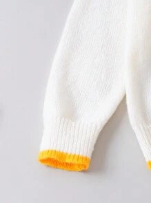 SHEIN 女小童小高領拼接邊套頭毛衣