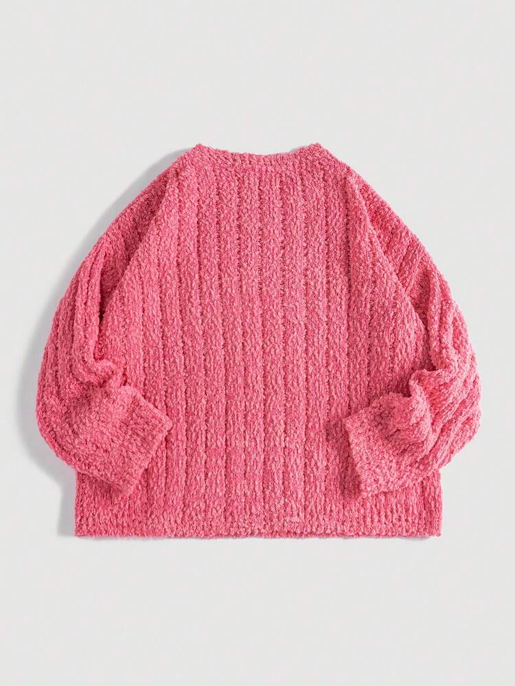 Plus Solid Ribbed Knit Sweater Knit Pullover Fall Winter Sweater