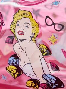 Marilyn Monroe X SHEIN Semi-transparent Pink Cosmetic Bag - Multicolor - View 4