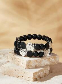 SHEIN VCAY Thủ công Pha lê đính cườm Vòng tay - Bạc - Xem 1