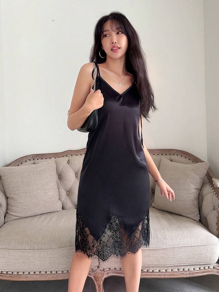 Ladies' Lace Spliced Strappy Dress