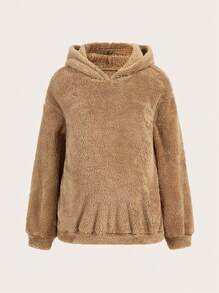 SHEIN Maternity 2pcs Solid Drop Shoulder 3D Ear Design Sweatshirt, For Winter - Multicolor - View 11