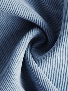 SHEIN 女大童補丁貼口袋前紐扣燈芯絨背帶洋裝 - 霧霾藍 - 查看 3