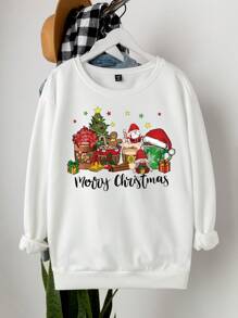 Calvaya Plus Christmas Print Drop Shoulder Sweatshirt