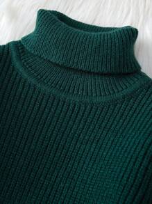 Bebé niña Jersey cuello alto tejido de canalé - Verde Oscuro - Ver 3