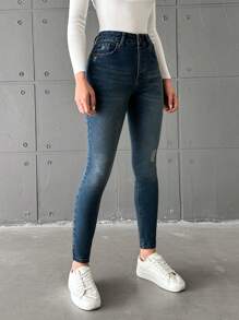 EURMUSE Washed Slim Fit Jeans - Blue - View 3