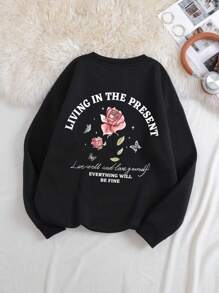 SHEIN EZwear 女士連帽衛衣 - 黑色 - 查看 1