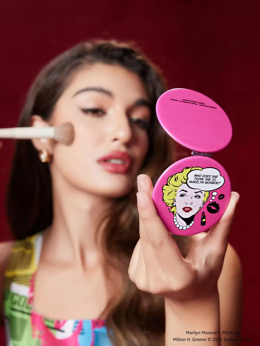 Marilyn Monroe X SHEIN Rose Red Portable Handheld Mirror - Hot Pink - View 1