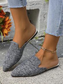 New Arrival Women's Spring & Autumn Comfortable Slip-on Pure Black Cloth Half Slippers - Multicolor - View 1