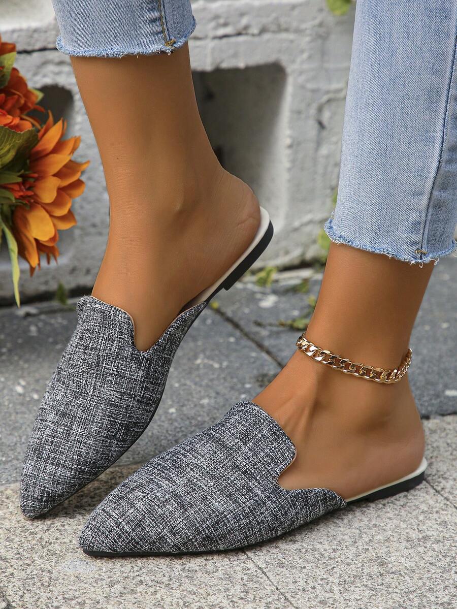 New Arrival Women's Spring & Autumn Comfortable Slip-on Pure Black Cloth Half Slippers - Multicolor - View 1