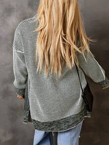 Acelitt 加大码 1 件全图案落肩开衫，适合冬季