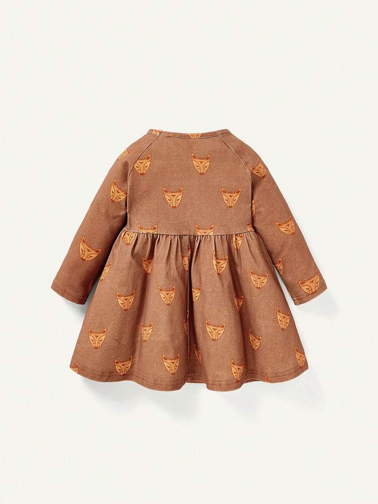 Baby Girl Cartoon Graphic Raglan Sleeve Sweatshirt Dress