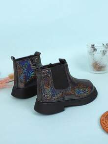 新款時尚孩子們踝靴,女孩厚下裝防滑時尚靴子,男孩摩托車靴子,嬰兒冬天鞋 - 黑色 - 查看 4