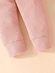 SHEIN Bebé niño 3 piezas Pantalones con diseño de parche de letra tejido de canalé - Multicolor - Ver 7