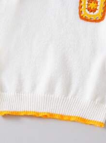 SHEIN 女小童小高領拼接邊套頭毛衣