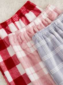 3pcs Plaid Print Flannelette Sleep Cozy Pants, Fall Winter Clothes - Multicolor - View 3