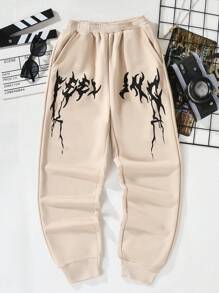 Cậu bé Tween In Đồ họa Quần thể thao - Màu Khaki - Xem 1