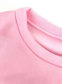 SHEIN LUNE 聖誕圖案落肩袖運動衫 - 粉色 - 查看 8