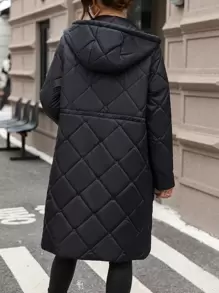 SHEIN LUNE Abrigo acolchado para mujer para ropa de invierno - Negro - Ver 2