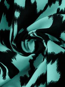 SHEIN Clasi Plus Allover Print Flounce Sleeve Belted Dress - Multicolor - View 5