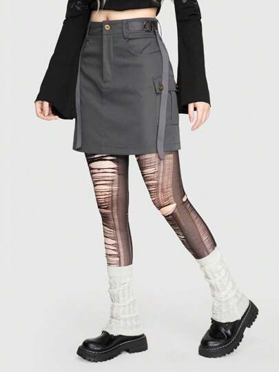 Fairycore Jupe De Travail À Poches Utilitaires Pour Femmes