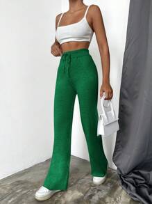 EURMUSE 女士束腰毛衣褲 - 綠色 - 查看 4