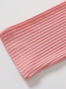 女小童條紋針織花邊下擺上衣&緊身打底褲 - 粉色 - 查看 4