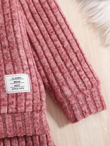 SHEIN Cô Gái Trẻ Chi tiết Patched thư Áo len & Quần nỉ & Mũ - Hồng - Xem 4