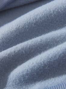 SHEIN 青少年男孩字母图案保暖内衬卫衣 - 霧霾藍 - 查看 3