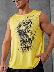 Manfinity Roughcore Nam Plus In Động vật Áo ba lỗ - Màu vàng - Xem 4