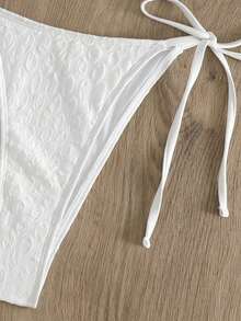 挂脖三角系带侧边比基尼套装 - 白色 - 查看 4