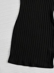 SHEIN EZwear Black Ribbed Cami Bodycon Mini Dress