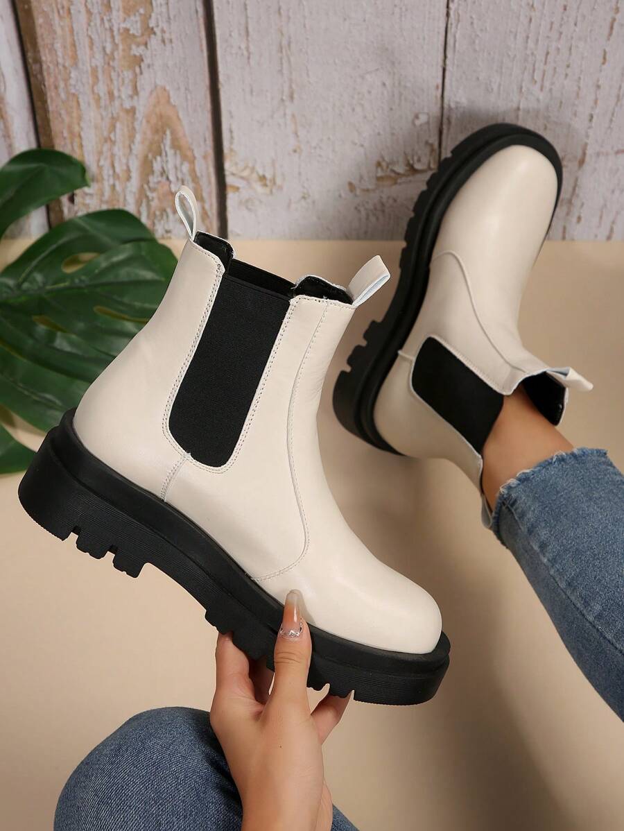 Fall/Winter 2025 Thick-Soled Fashion Boots - Beige - View 1