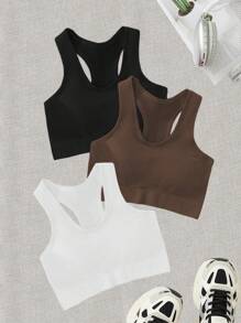 Easithlete 3pcs Seamless High Stretch Sports Bra - Multicolor - View 1